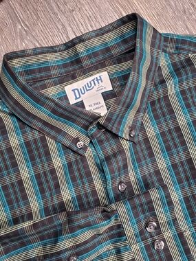 Duluth Trading Co Mens XL TaLL Relaxed Fit Plaid Long Sleeve Button Shirt